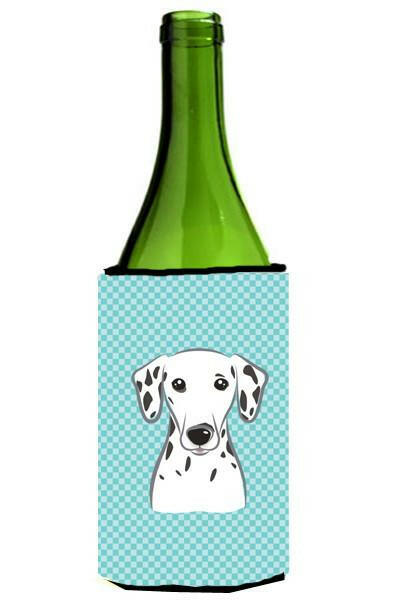 Checkerboard Blue Dalmatian Wine Bottle Beverage Insulator Hugger BB1148LITERK by Caroline&#39;s Treasures