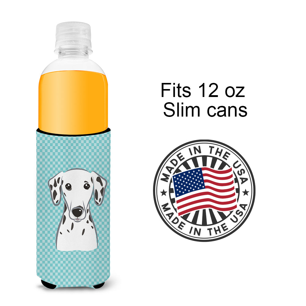 Checkerboard Blue Dalmatian Ultra Beverage Insulators for slim cans BB1148MUK.