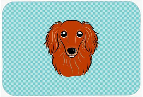 Checkerboard Blue Longhair Red Dachshund Mouse Pad, Hot Pad or Trivet BB1152MP by Caroline's Treasures