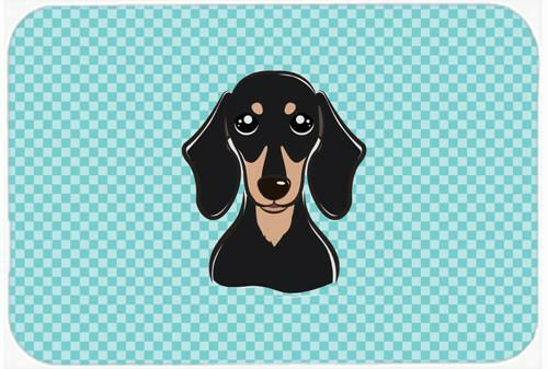 Checkerboard Blue Smooth Black and Tan Dachshund Mouse Pad, Hot Pad or Trivet BB1153MP by Caroline&#39;s Treasures