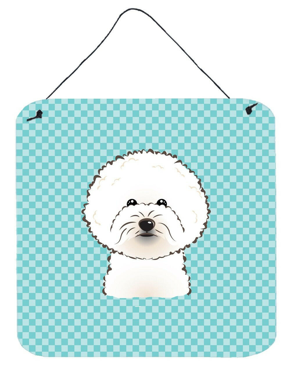 Checkerboard Blue Bichon Frise Wall or Door Hanging Prints BB1155DS66 by Caroline&#39;s Treasures