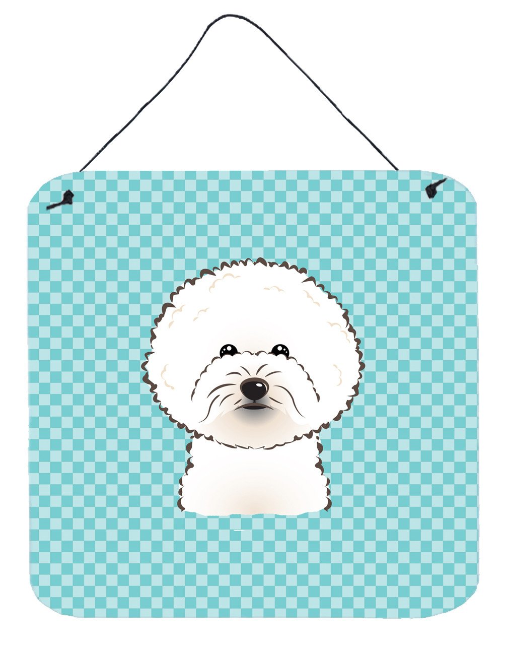 Checkerboard Blue Bichon Frise Wall or Door Hanging Prints BB1155DS66 by Caroline's Treasures