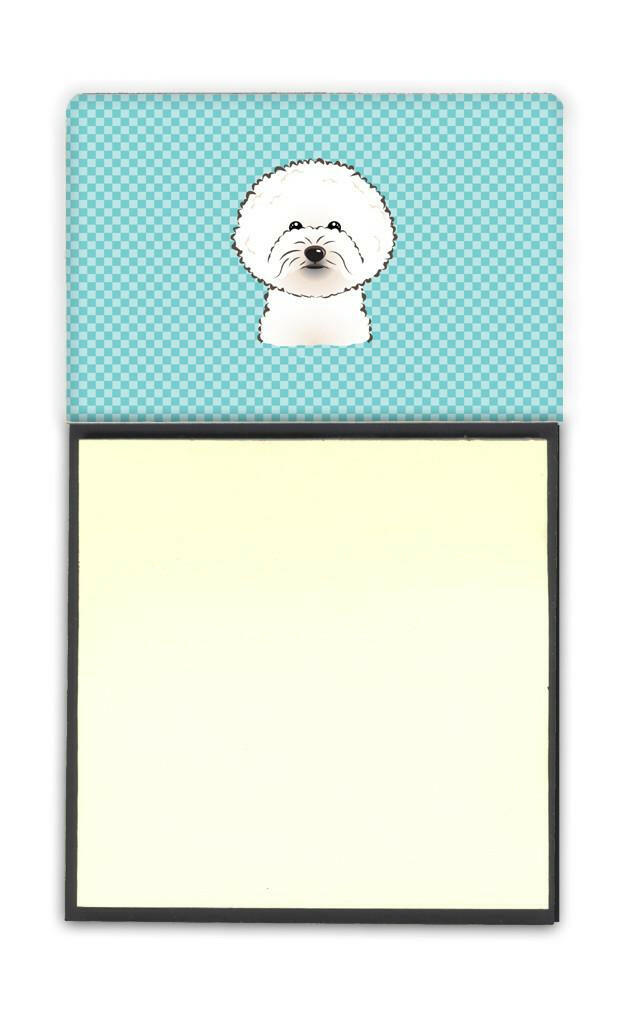 Checkerboard Blue Bichon Frise Refiillable Sticky Note Holder or Postit Note Dispenser BB1155SN by Caroline&#39;s Treasures