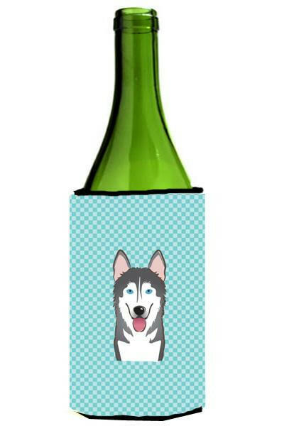 Checkerboard Blue Alaskan Malamute Wine Bottle Beverage Insulator Hugger BB1156LITERK by Caroline&#39;s Treasures