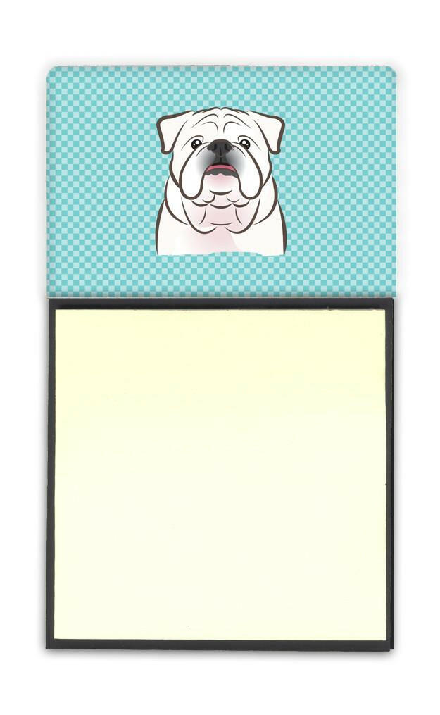Checkerboard Blue White English Bulldog  Refiillable Sticky Note Holder or Postit Note Dispenser BB1158SN by Caroline&#39;s Treasures