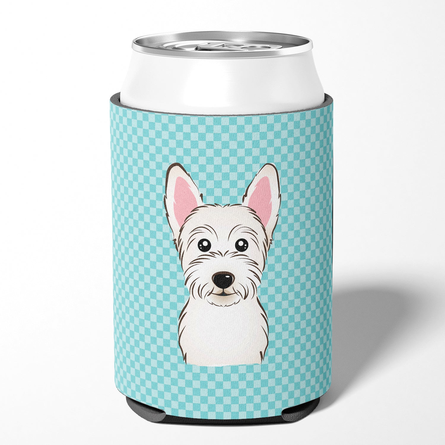 Checkerboard Blue Westie Can or Bottle Hugger BB1164CC.