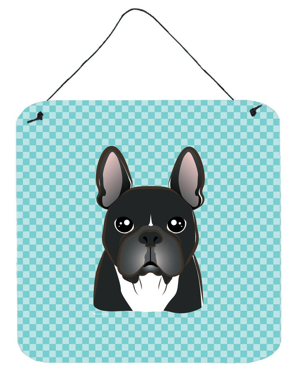 Checkerboard Blue French Bulldog Wall or Door Hanging Prints BB1165DS66 by Caroline's Treasures