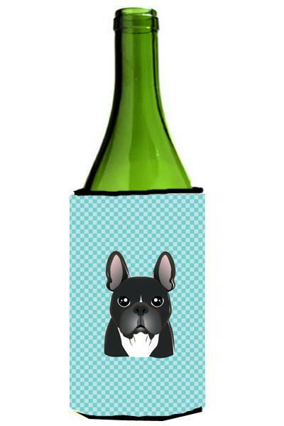 Checkerboard Blue French Bulldog Wine Bottle Beverage Insulator Hugger BB1165LITERK by Caroline's Treasures