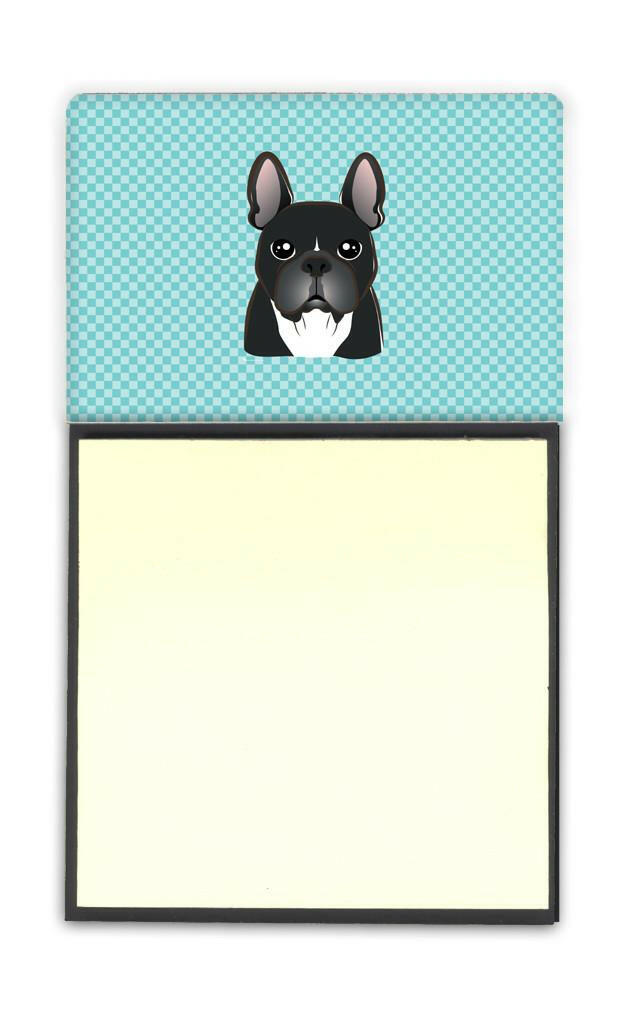 Checkerboard Blue French Bulldog Refiillable Sticky Note Holder or Postit Note Dispenser BB1165SN by Caroline&#39;s Treasures