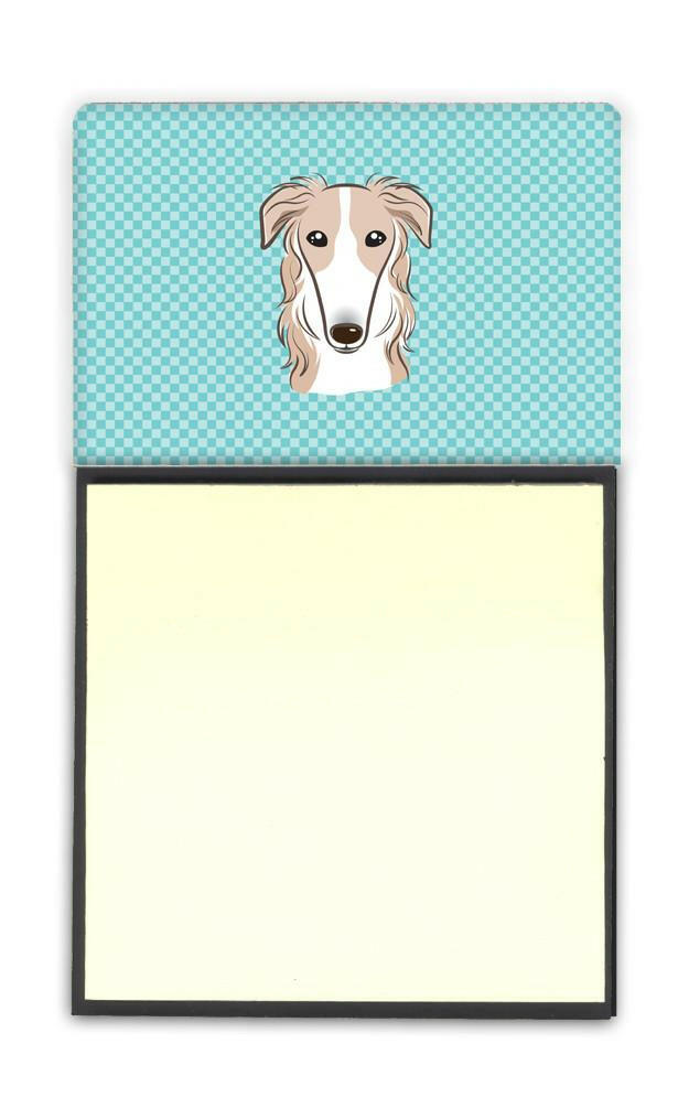 Checkerboard Blue Borzoi Refiillable Sticky Note Holder or Postit Note Dispenser BB1166SN by Caroline&#39;s Treasures
