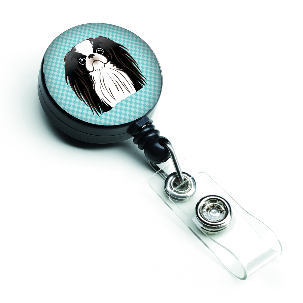 Checkerboard Blue Japanese Chin Retractable Badge Reel BB1168BR