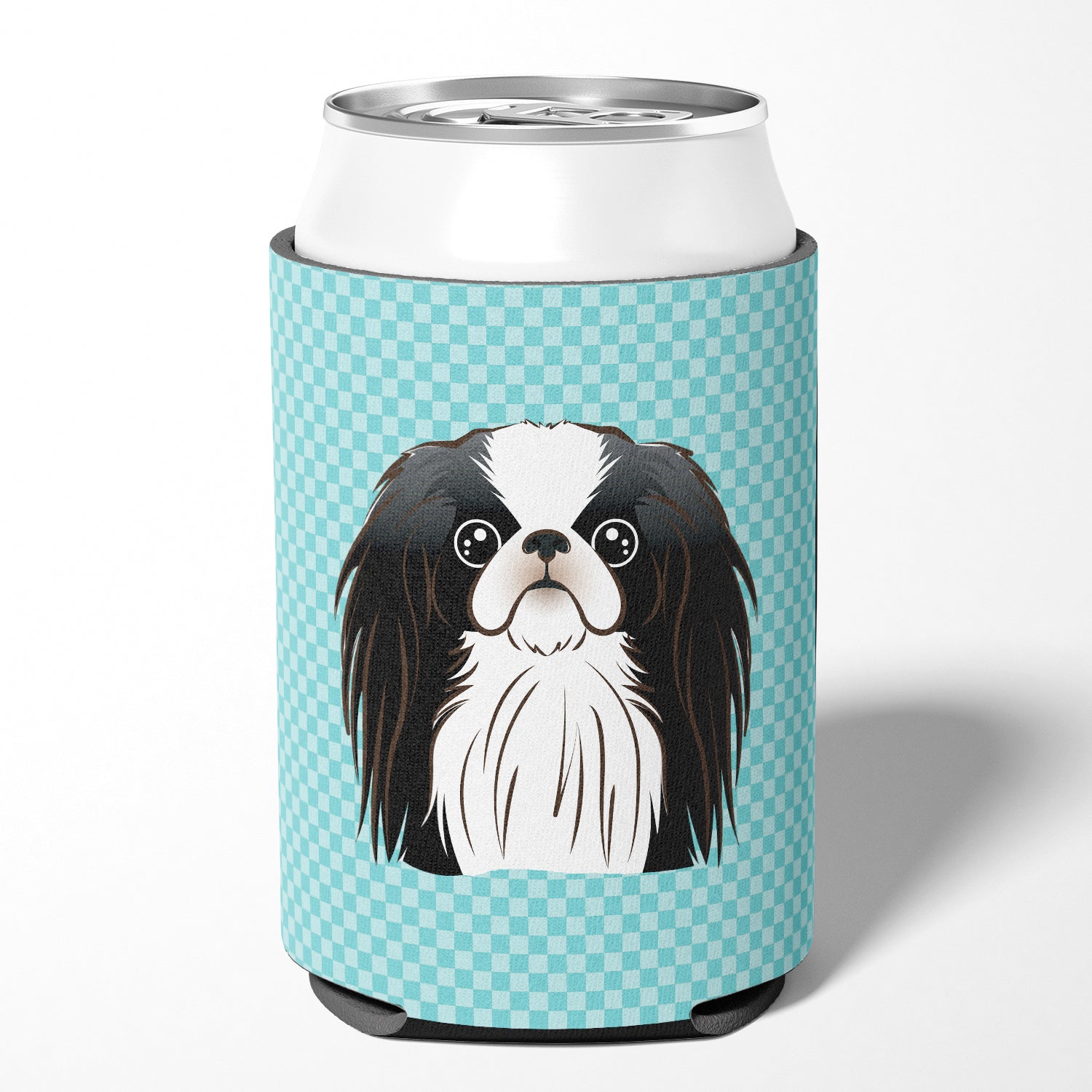 Checkerboard Blue Japanese Chin Can or Bottle Hugger BB1168CC