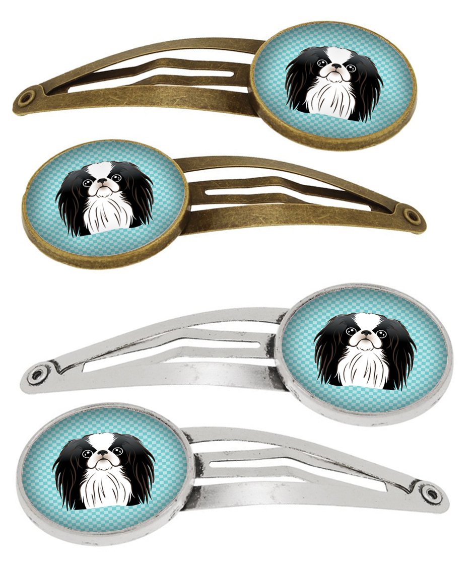 Checkerboard Blue Japanese Chin Set of 4 Barrettes Hair Clips BB1168HCS4 by Caroline's Treasures