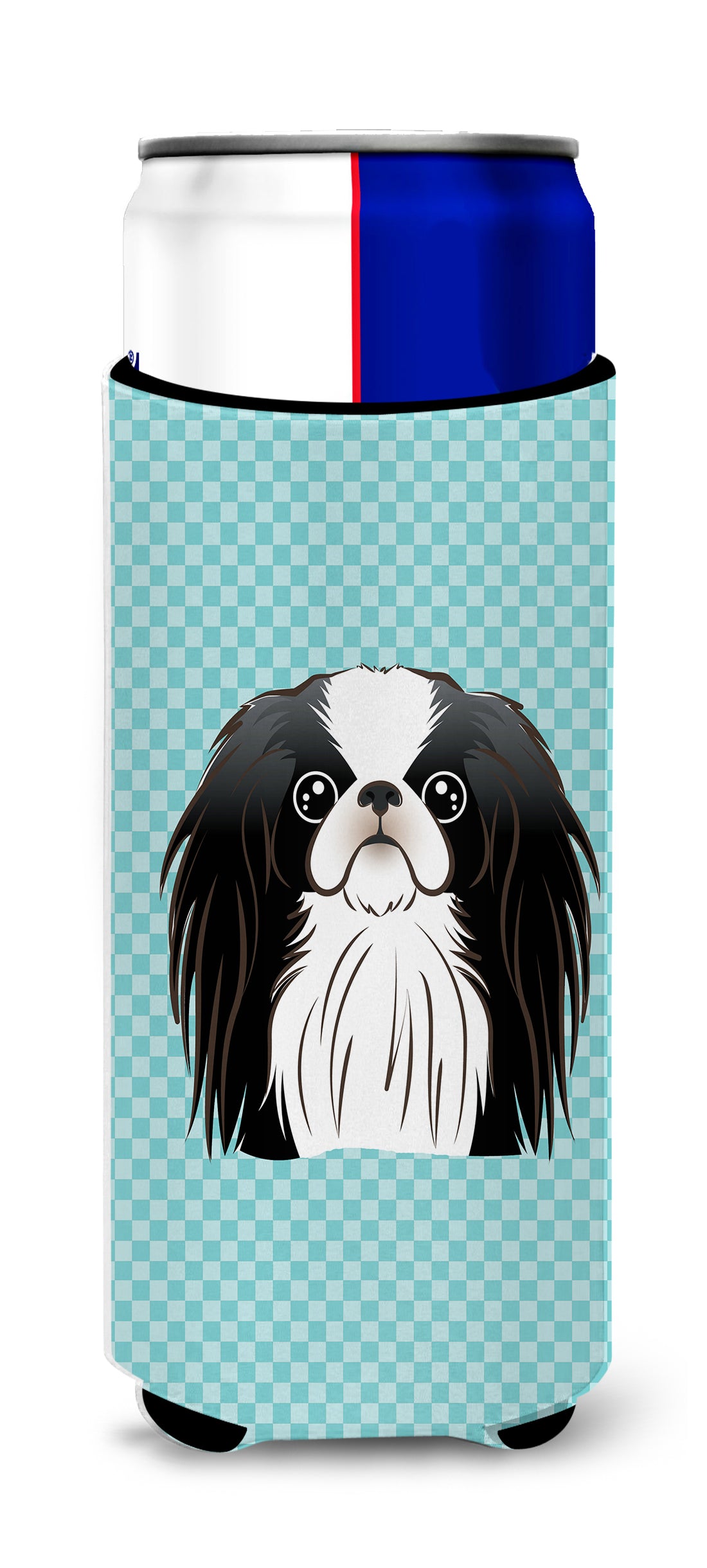 Checkerboard Blue Japanese Chin Ultra Beverage Insulators for slim cans BB1168MUK