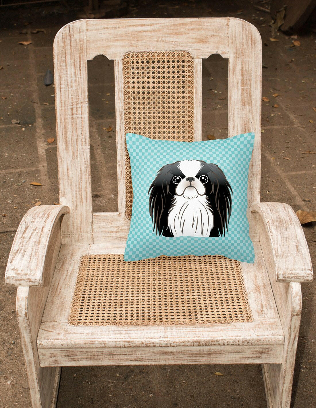 Checkerboard Blue Japanese Chin Canvas Fabric Decorative Pillow BB1168PW1414 - the-store.com