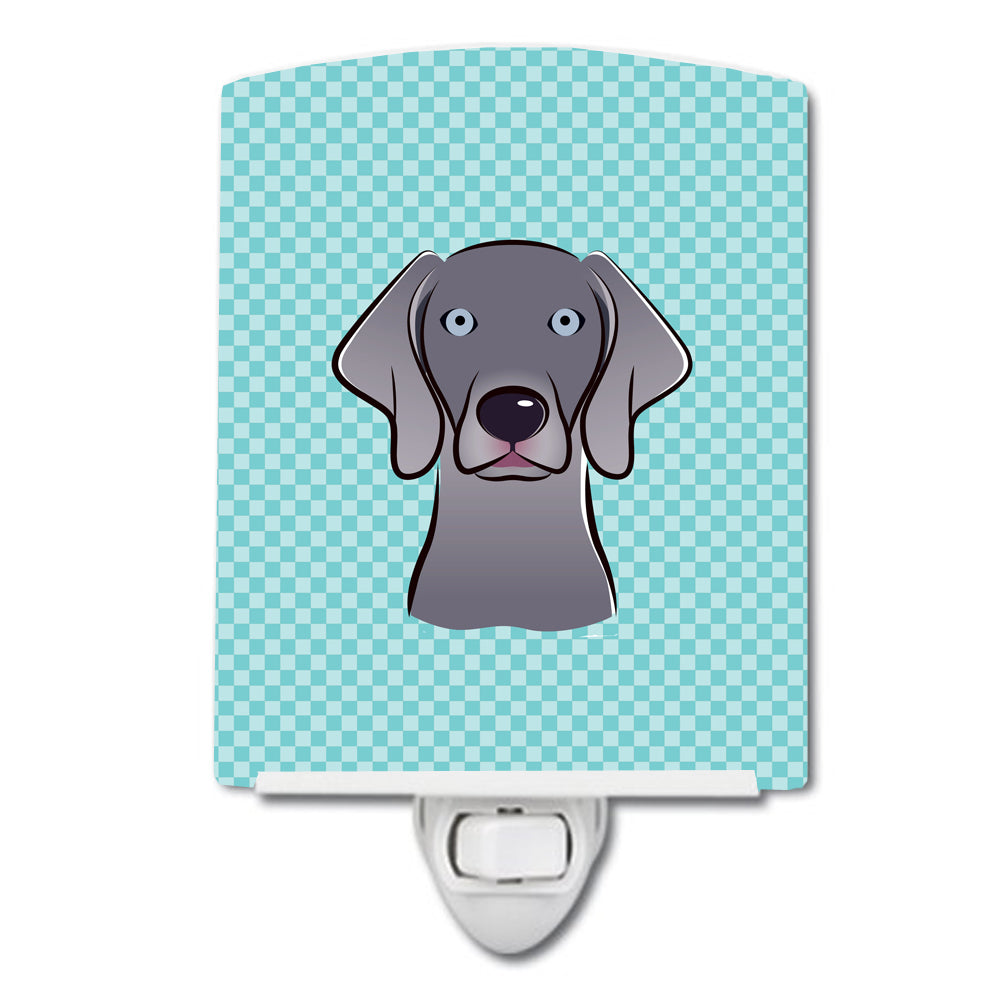 Checkerboard Blue Weimaraner Ceramic Night Light BB1169CNL - the-store.com