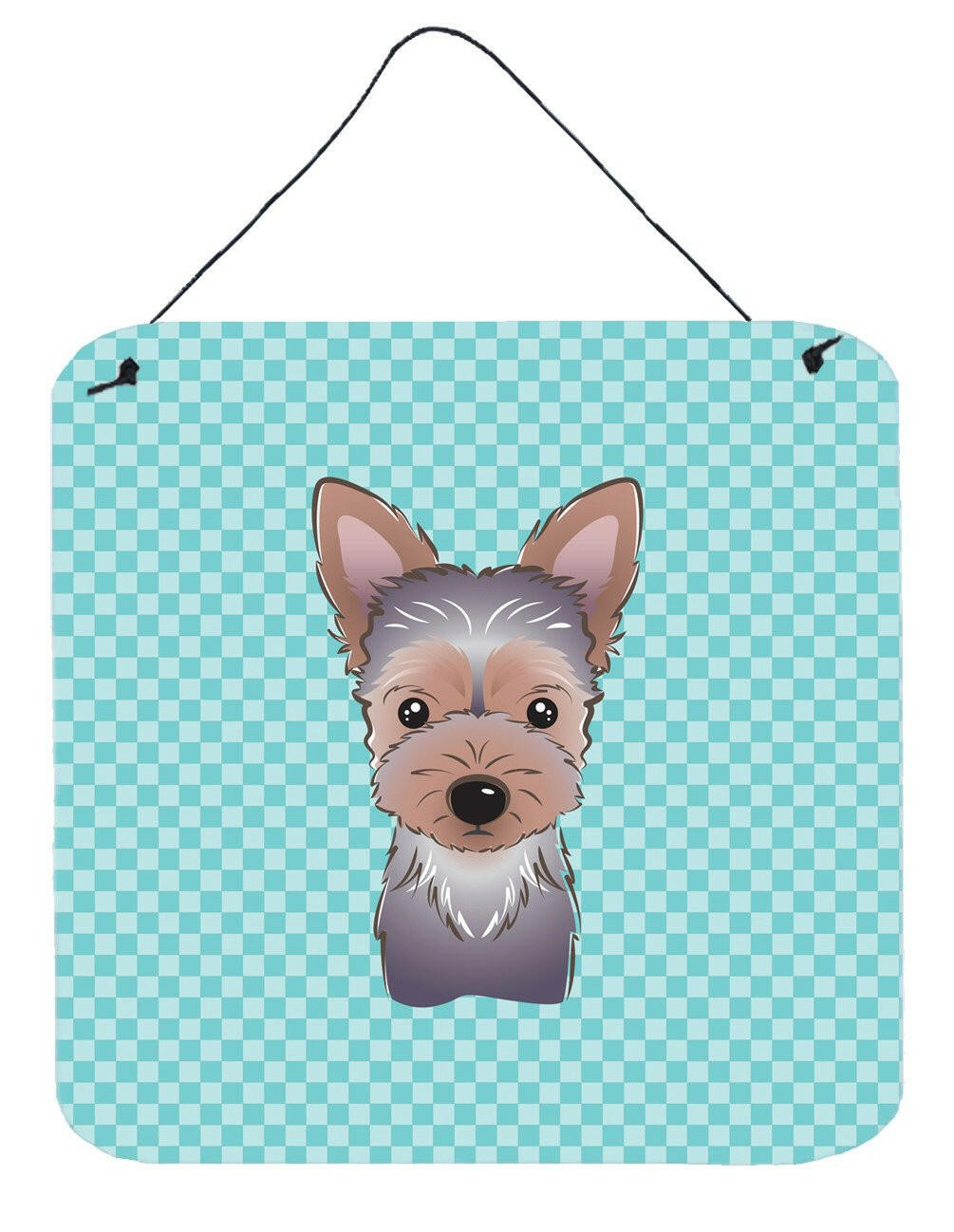 Checkerboard Blue Yorkie Puppy Wall or Door Hanging Prints BB1170DS66 by Caroline&#39;s Treasures