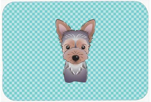 Checkerboard Blue Yorkie Puppy Mouse Pad, Hot Pad or Trivet BB1170MP by Caroline&#39;s Treasures