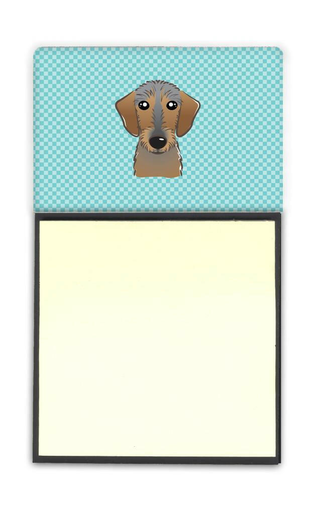 Checkerboard Blue Wirehaired Dachshund Refiillable Sticky Note Holder or Postit Note Dispenser BB1171SN by Caroline&#39;s Treasures