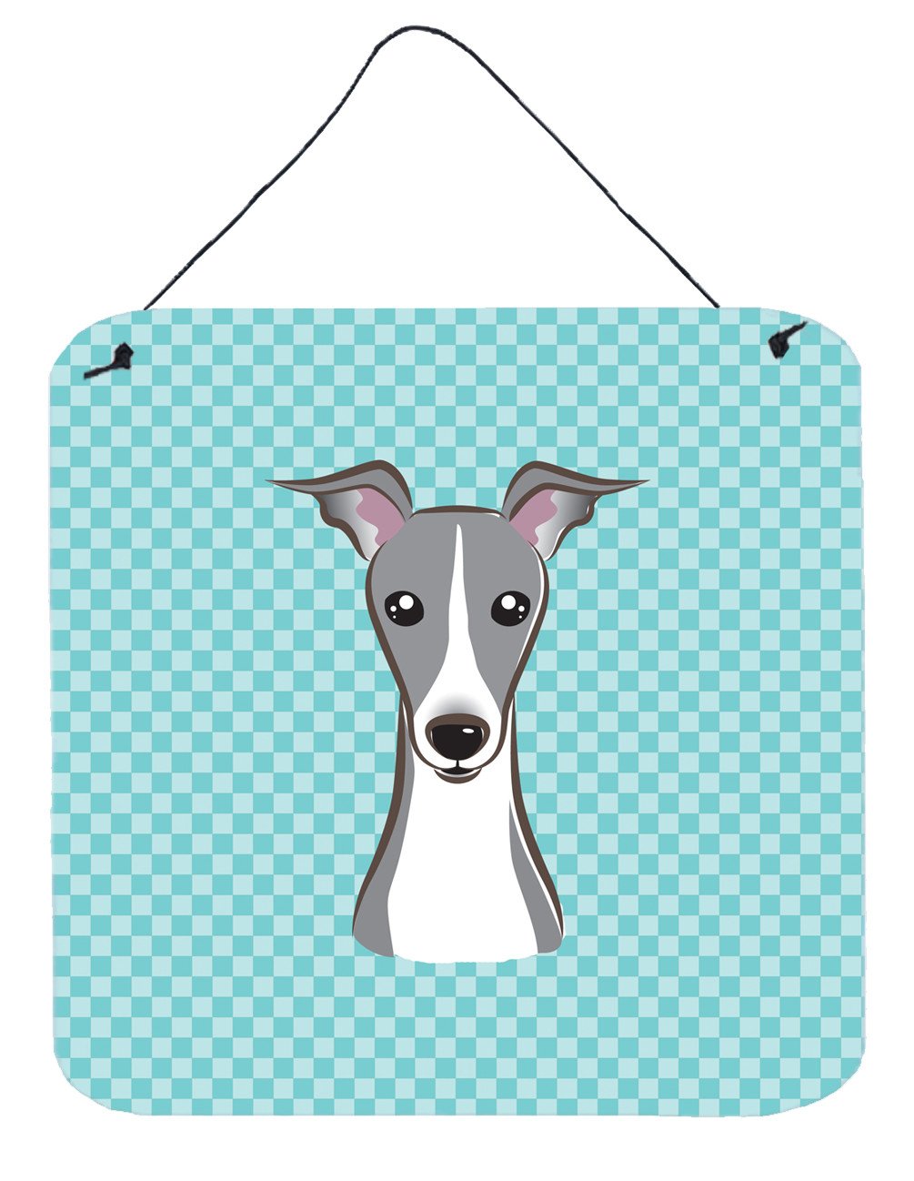 Checkerboard Blue Italian Greyhound Wall or Door Hanging Prints BB1174DS66 by Caroline's Treasures