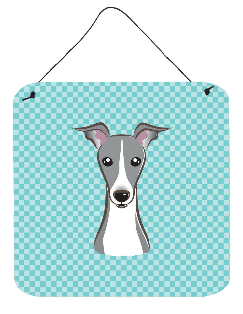 Checkerboard Blue Italian Greyhound Wall or Door Hanging Prints BB1174DS66 by Caroline&#39;s Treasures