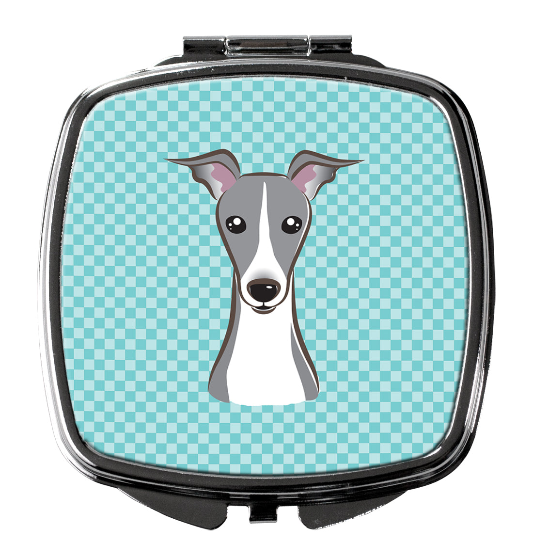 Checkerboard Blue Italian Greyhound Compact Mirror BB1174SCM