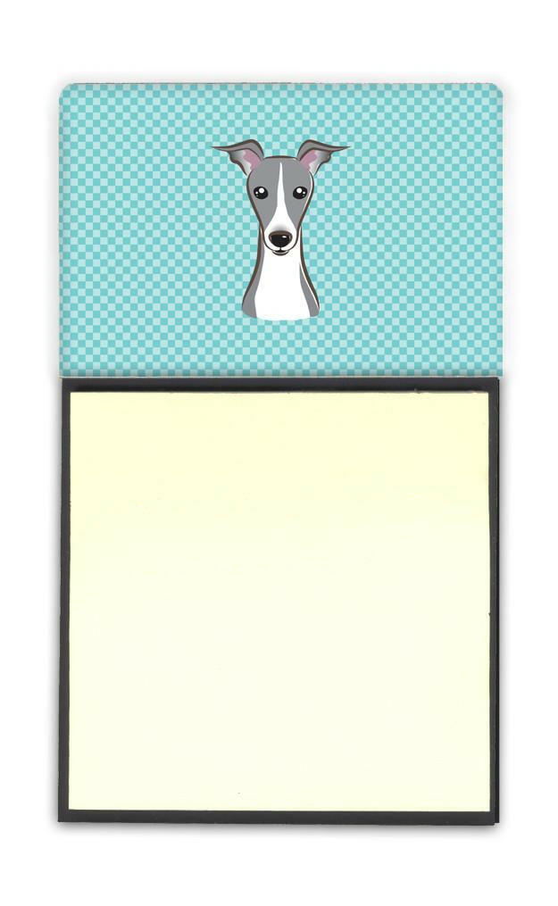 Checkerboard Blue Italian Greyhound Refiillable Sticky Note Holder or Postit Note Dispenser BB1174SN by Caroline's Treasures