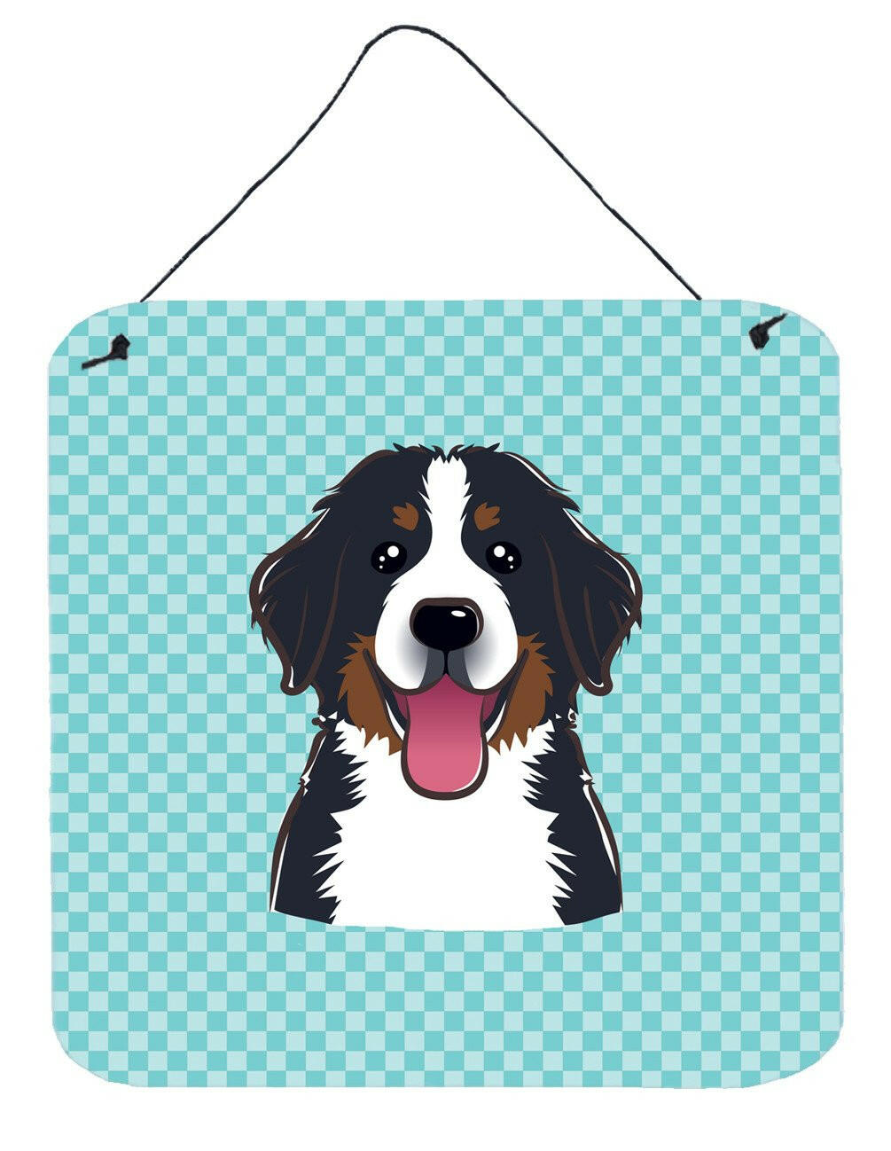 Checkerboard Blue Bernese Mountain Dog Wall or Door Hanging Prints BB1175DS66 by Caroline&#39;s Treasures