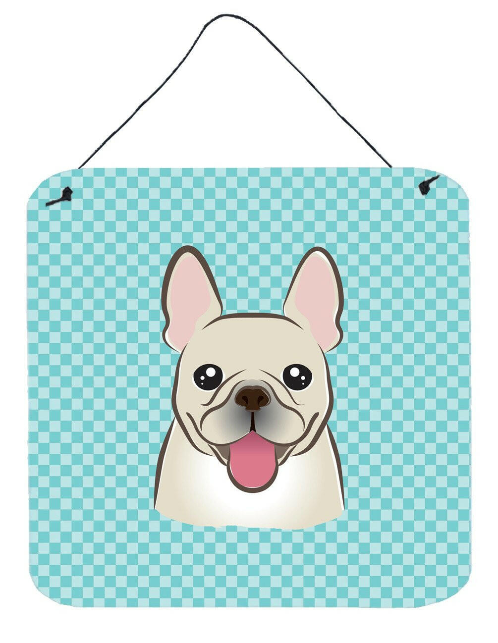 Checkerboard Blue French Bulldog Wall or Door Hanging Prints BB1176DS66 by Caroline&#39;s Treasures