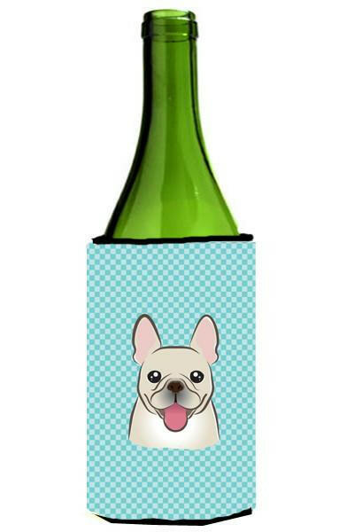 Checkerboard Blue French Bulldog Wine Bottle Beverage Insulator Hugger BB1176LITERK by Caroline's Treasures