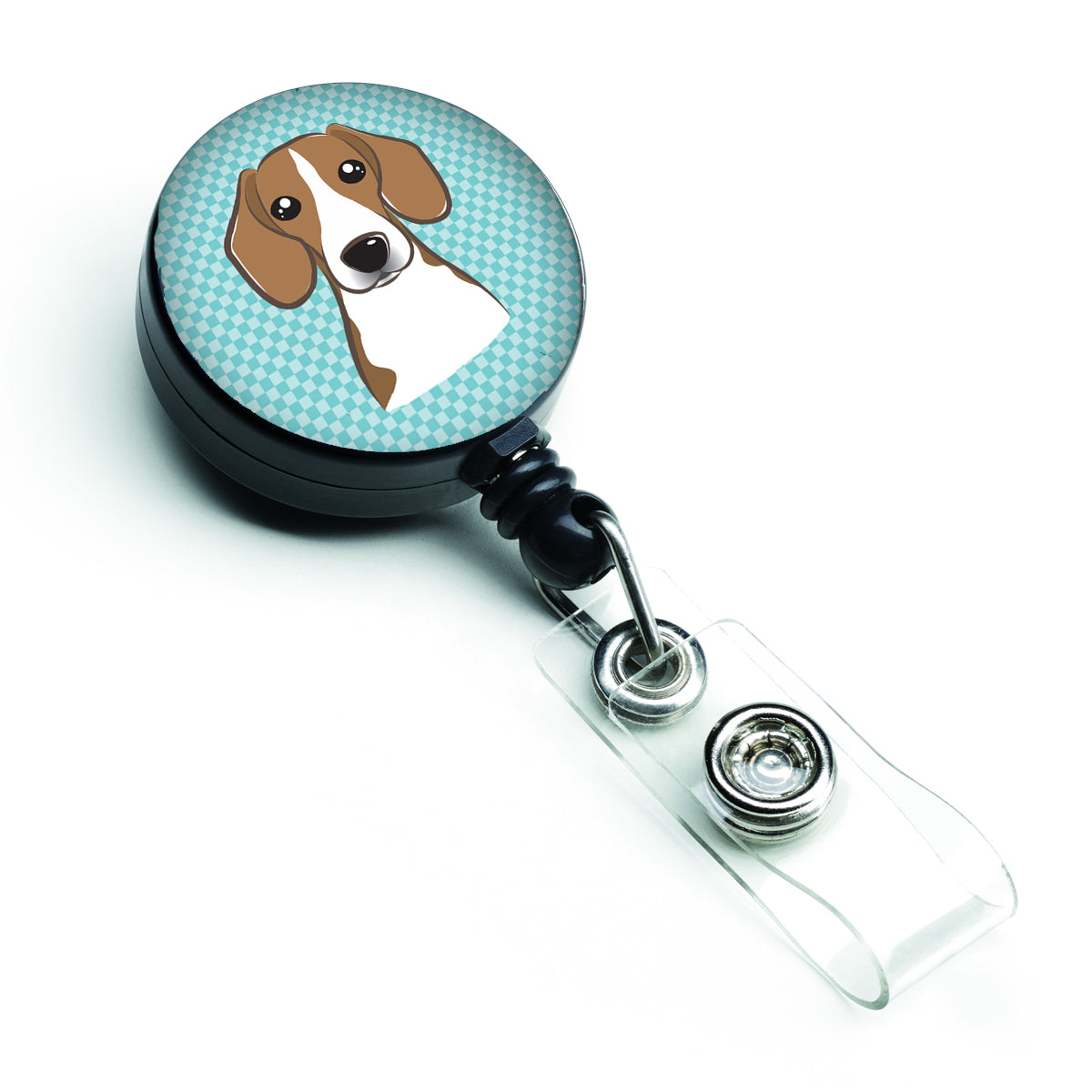 Checkerboard Blue Beagle Retractable Badge Reel BB1177BR