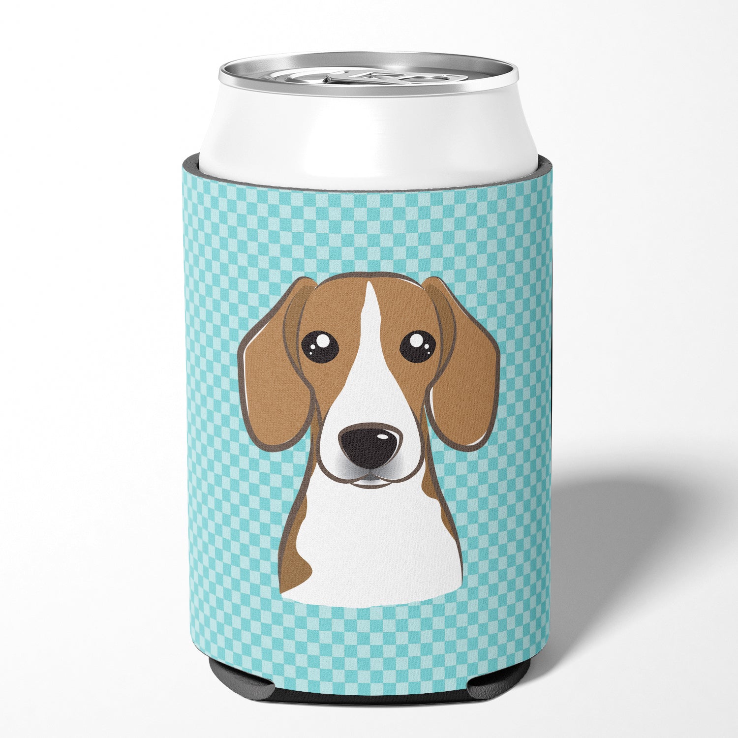 Checkerboard Blue Beagle Can or Bottle Hugger BB1177CC