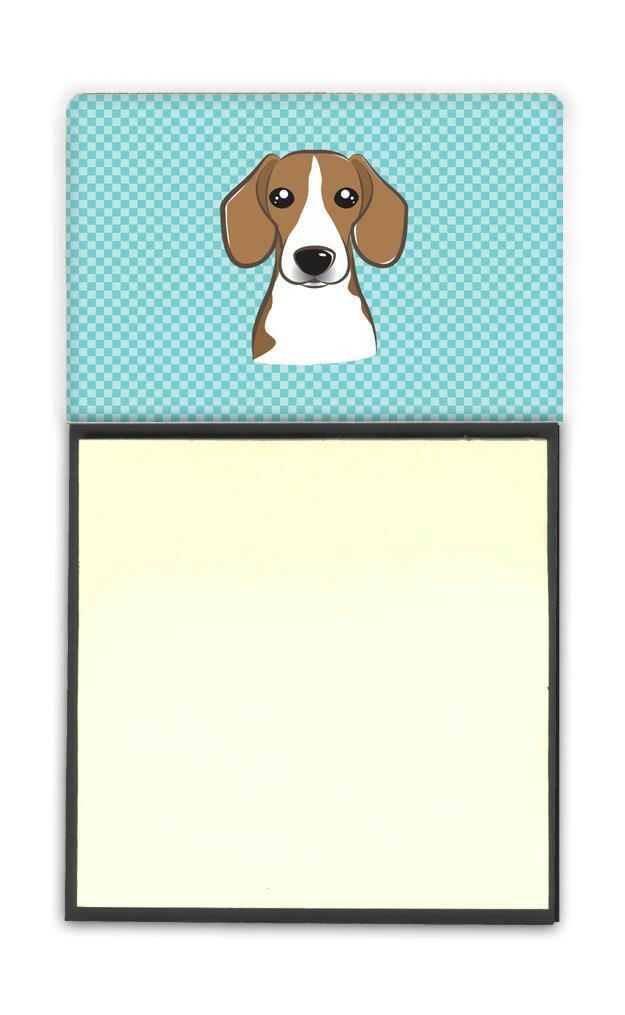 Checkerboard Blue Beagle Refiillable Sticky Note Holder or Postit Note Dispenser BB1177SN by Caroline&#39;s Treasures