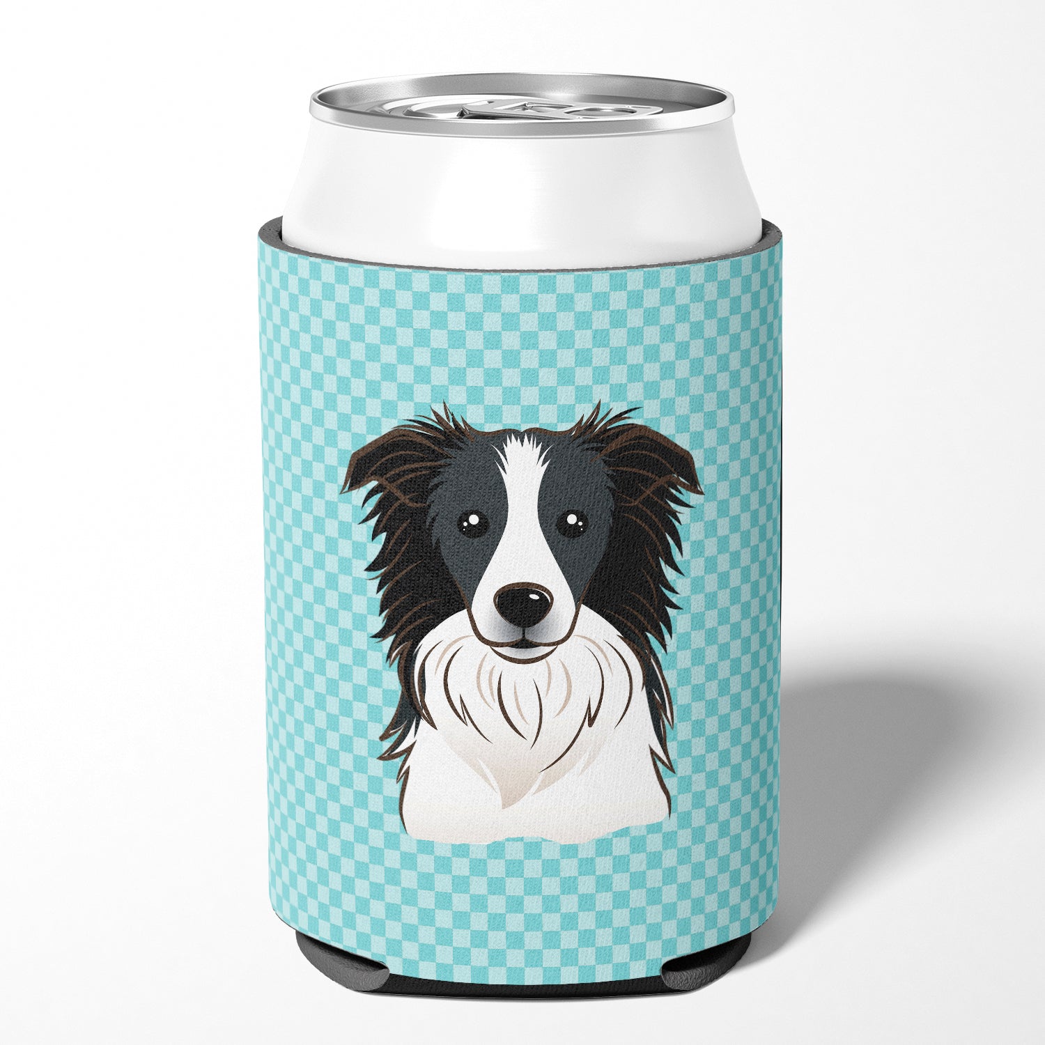 Checkerboard Blue Border Collie Can or Bottle Hugger BB1179CC