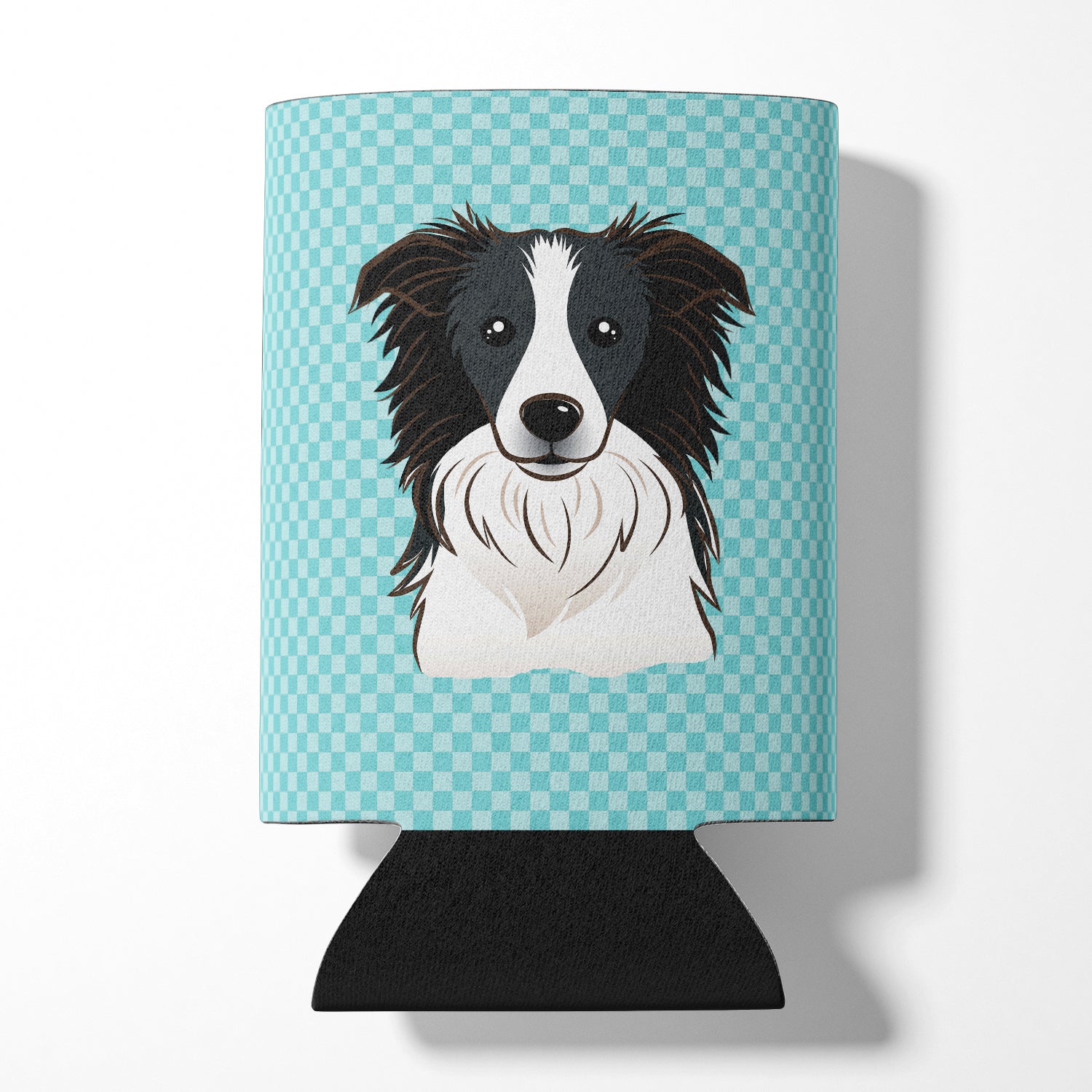 Checkerboard Blue Border Collie Can or Bottle Hugger BB1179CC.