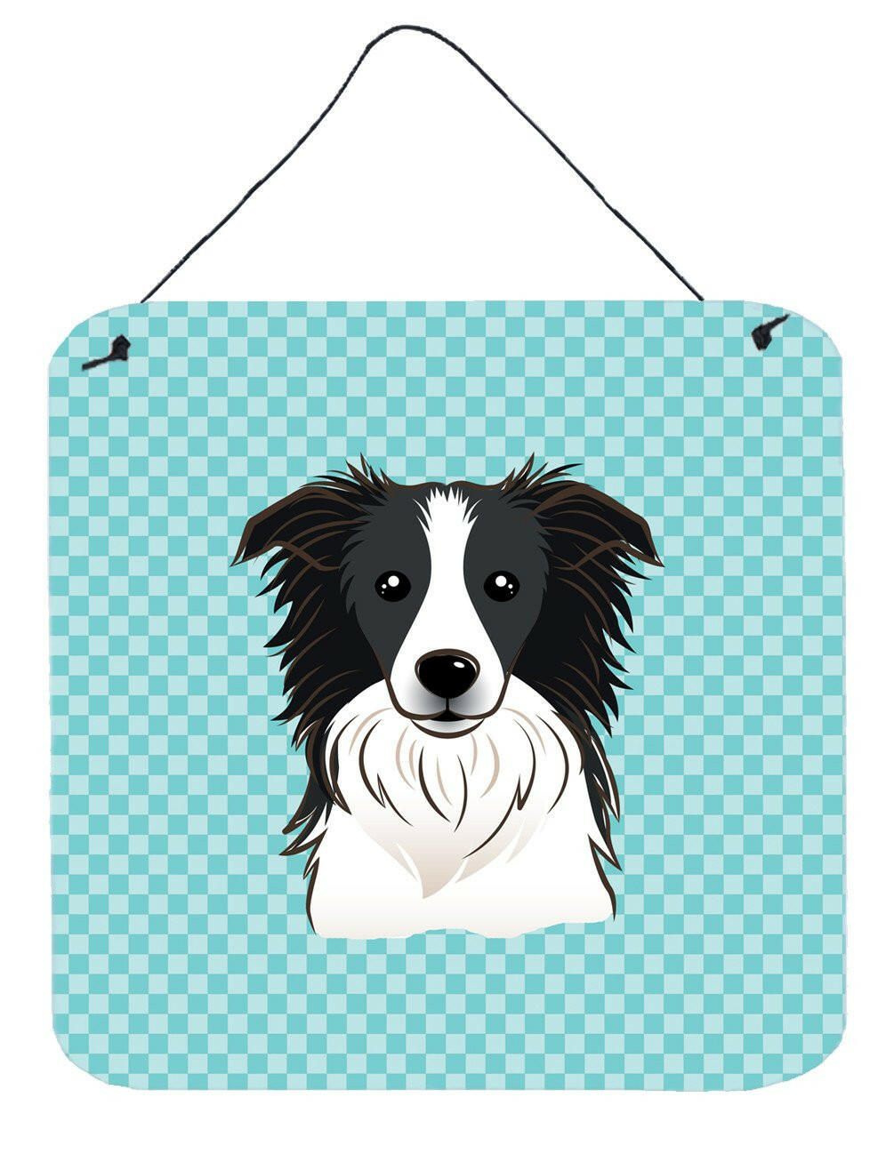Checkerboard Blue Border Collie Wall or Door Hanging Prints BB1179DS66 by Caroline&#39;s Treasures