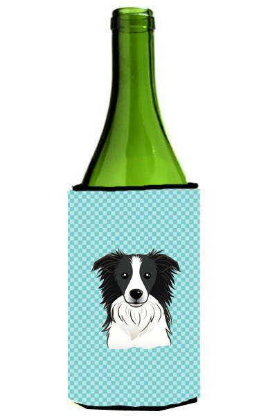 Checkerboard Blue Border Collie Wine Bottle Beverage Insulator Hugger BB1179LITERK by Caroline&#39;s Treasures
