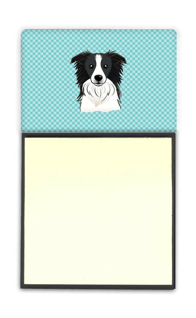 Checkerboard Blue Border Collie Refiillable Sticky Note Holder or Postit Note Dispenser BB1179SN by Caroline&#39;s Treasures