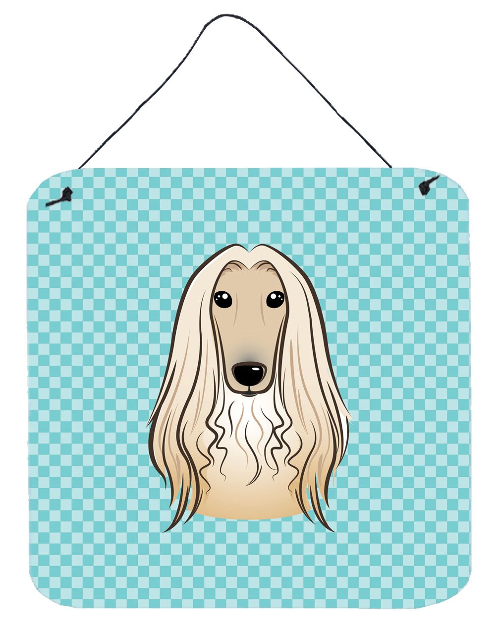 Checkerboard Blue Afghan Hound Wall or Door Hanging Prints BB1182DS66 by Caroline's Treasures