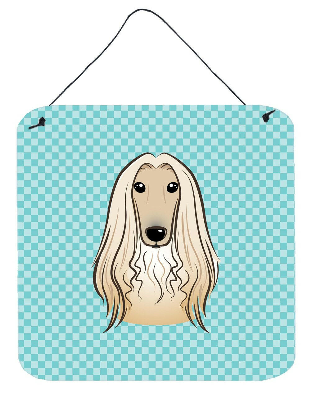 Checkerboard Blue Afghan Hound Wall or Door Hanging Prints BB1182DS66 by Caroline&#39;s Treasures