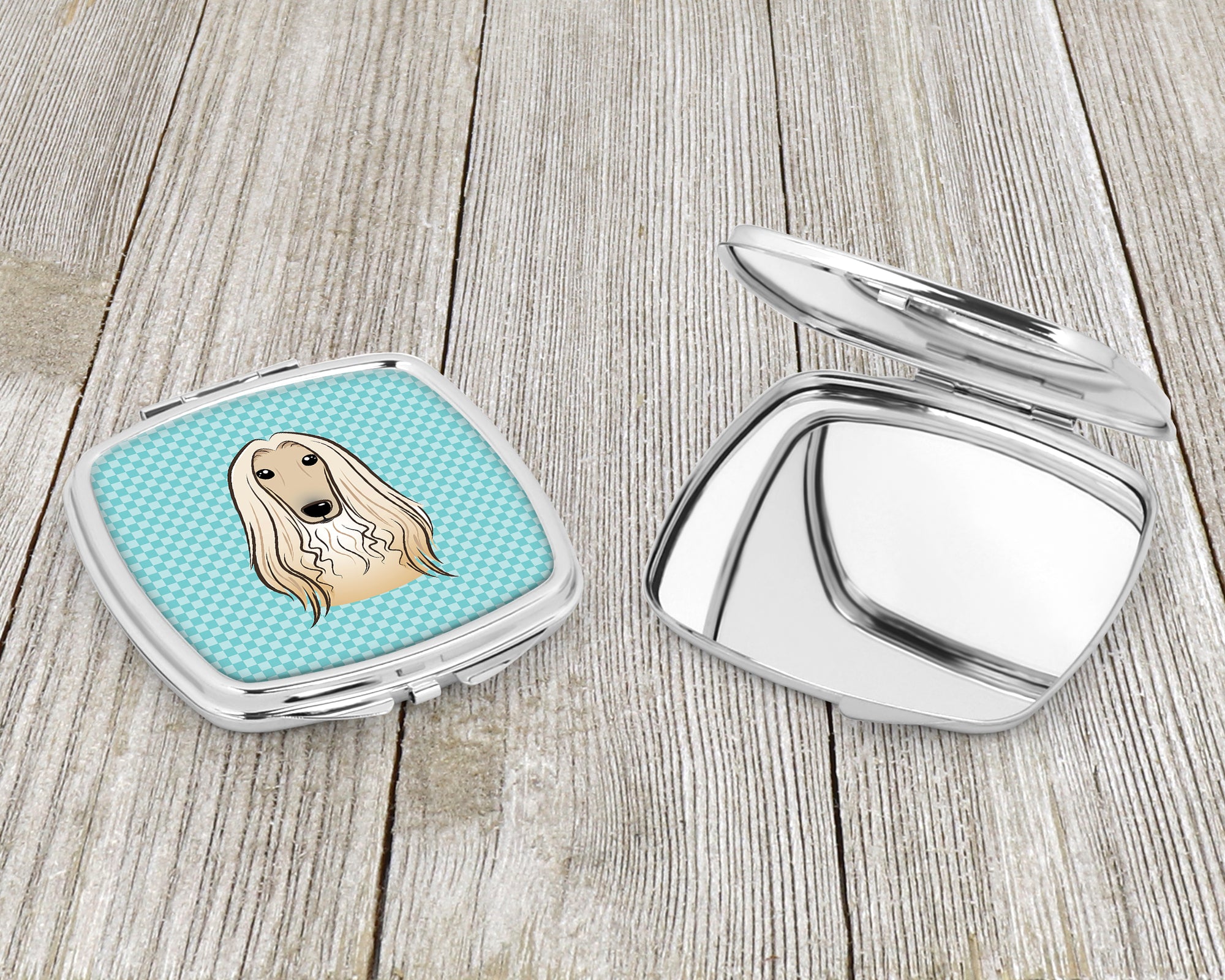 Checkerboard Blue Afghan Hound Compact Mirror BB1182SCM  the-store.com.