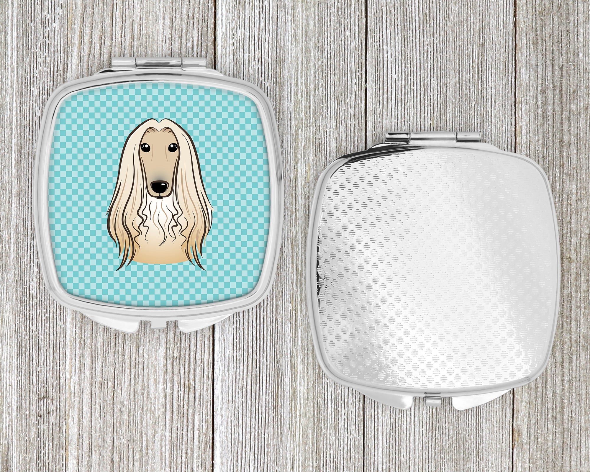 Checkerboard Blue Afghan Hound Compact Mirror BB1182SCM  the-store.com.