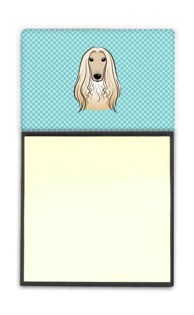 Checkerboard Blue Afghan Hound Refiillable Sticky Note Holder or Postit Note Dispenser BB1182SN by Caroline&#39;s Treasures