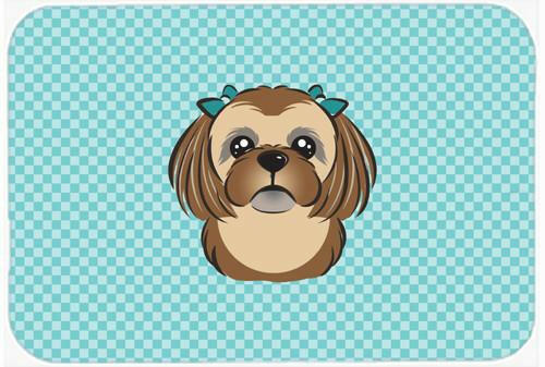 Checkerboard Blue Chocolate Brown Shih Tzu Mouse Pad, Hot Pad or Trivet BB1187MP by Caroline&#39;s Treasures