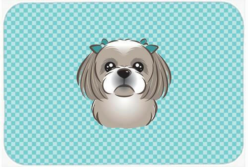 Checkerboard Blue Gray Silver Shih Tzu Mouse Pad, Hot Pad or Trivet BB1188MP by Caroline's Treasures