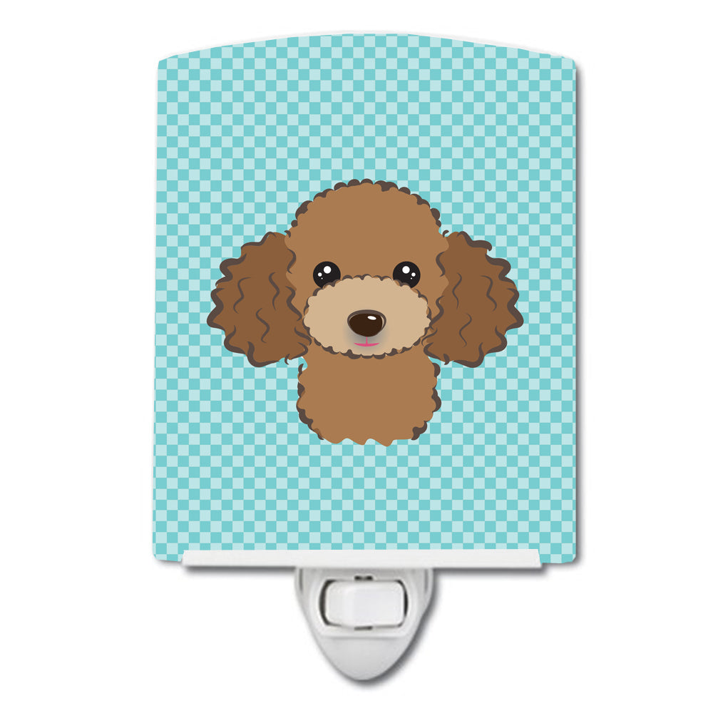 Checkerboard Blue Chocolate Brown Poodle Ceramic Night Light BB1194CNL - the-store.com