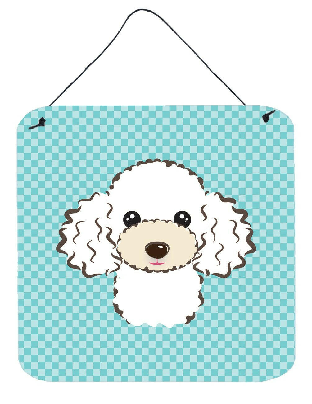 Checkerboard Blue White Poodle Wall or Door Hanging Prints BB1195DS66 by Caroline&#39;s Treasures