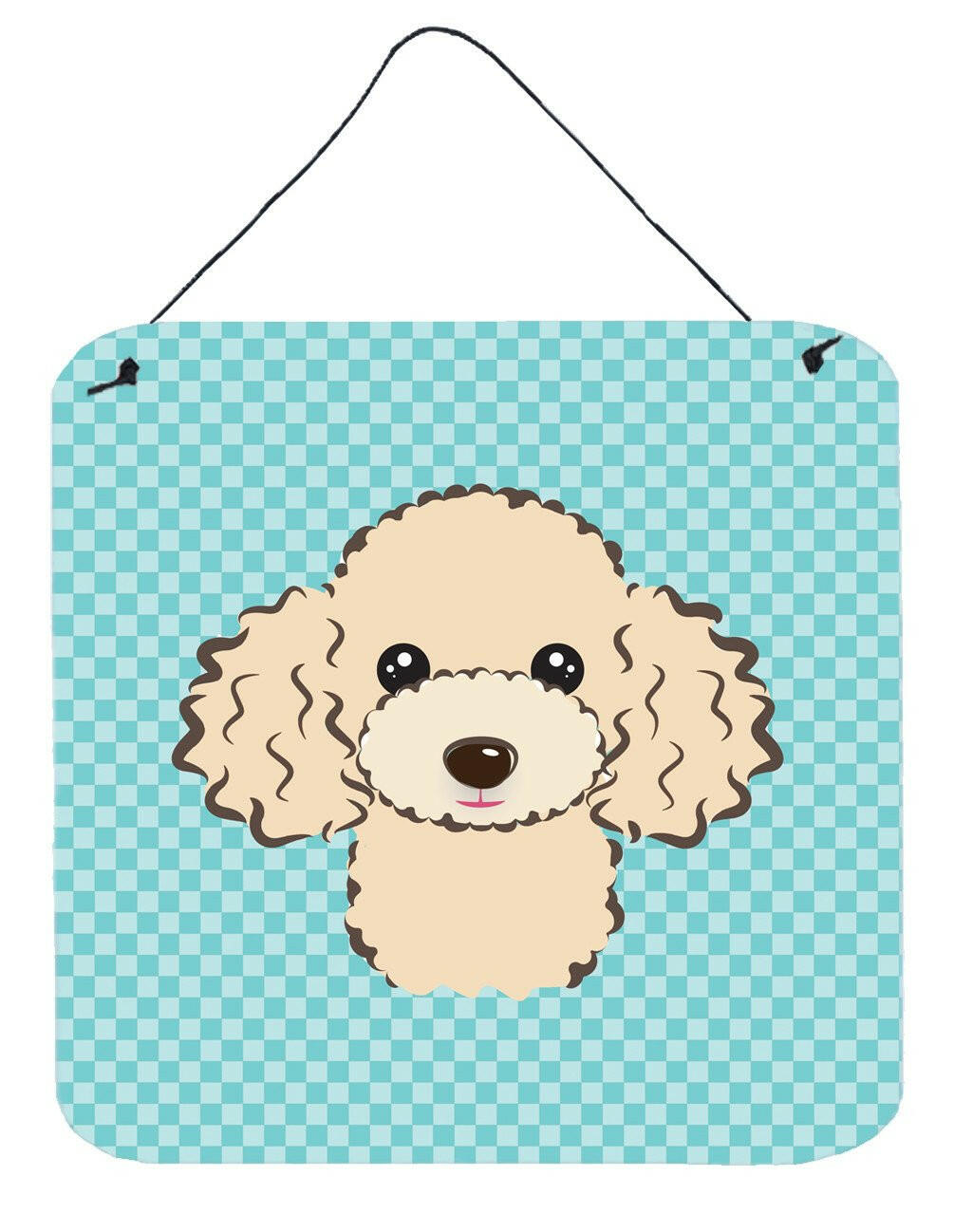 Checkerboard Blue Buff Poodle Wall or Door Hanging Prints BB1196DS66 by Caroline&#39;s Treasures