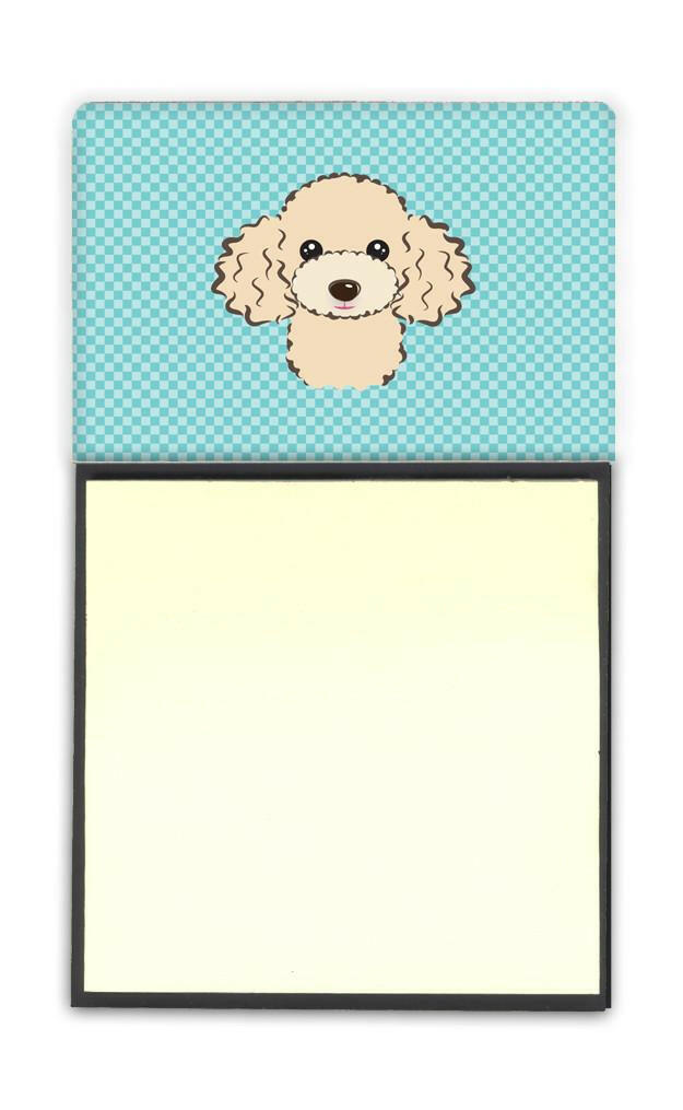 Checkerboard Blue Buff Poodle Refiillable Sticky Note Holder or Postit Note Dispenser BB1196SN by Caroline&#39;s Treasures
