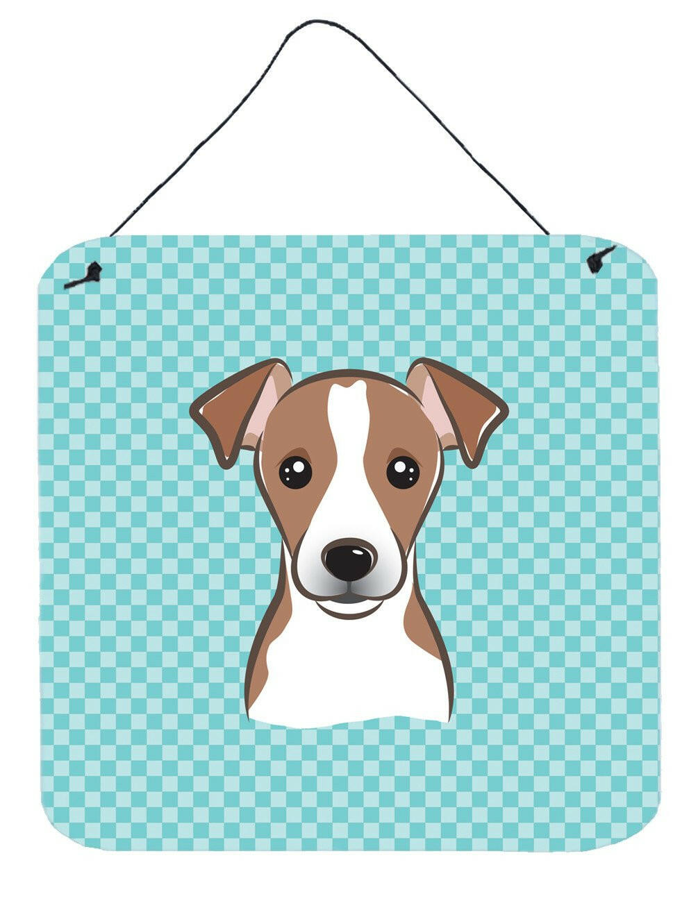 Checkerboard Blue Jack Russell Terrier Wall or Door Hanging Prints BB1198DS66 by Caroline&#39;s Treasures
